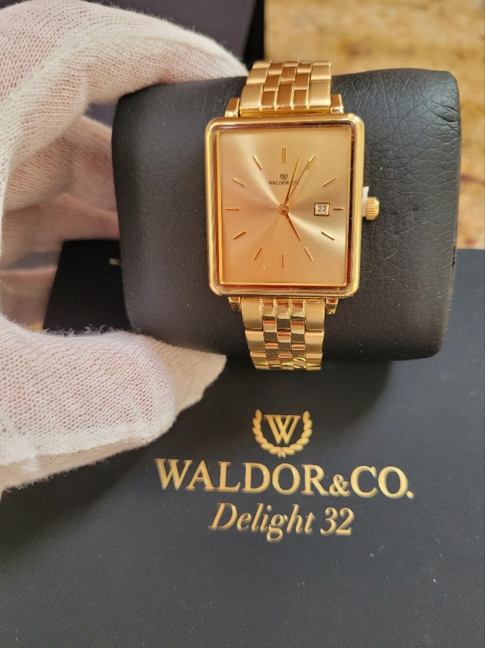Waldor Delight 32 Gold Square Women's Watch, Brand New!
